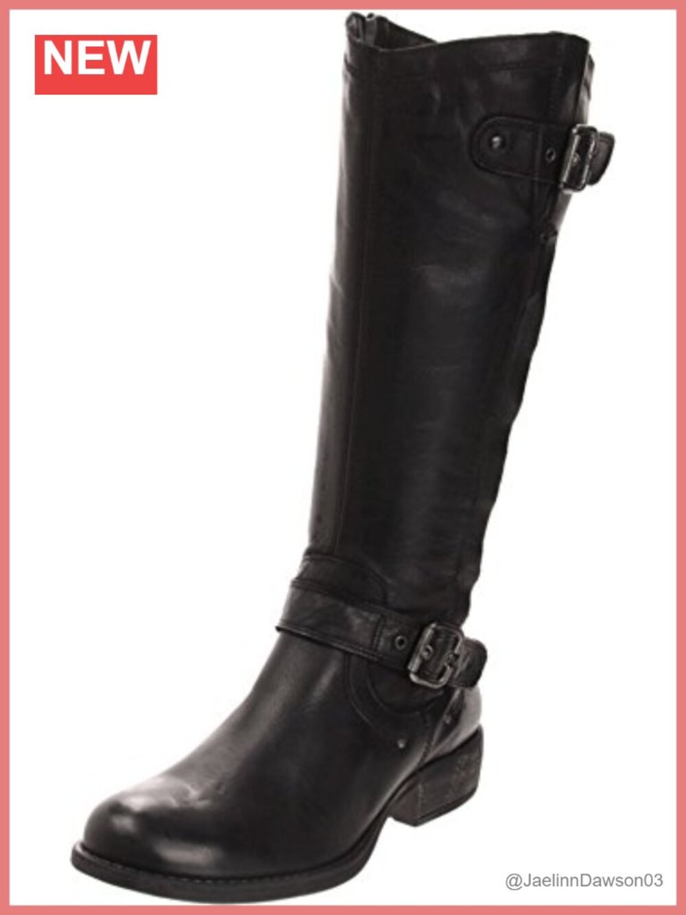 Premium Leather Knee-High Riding Boots with Buckle Details